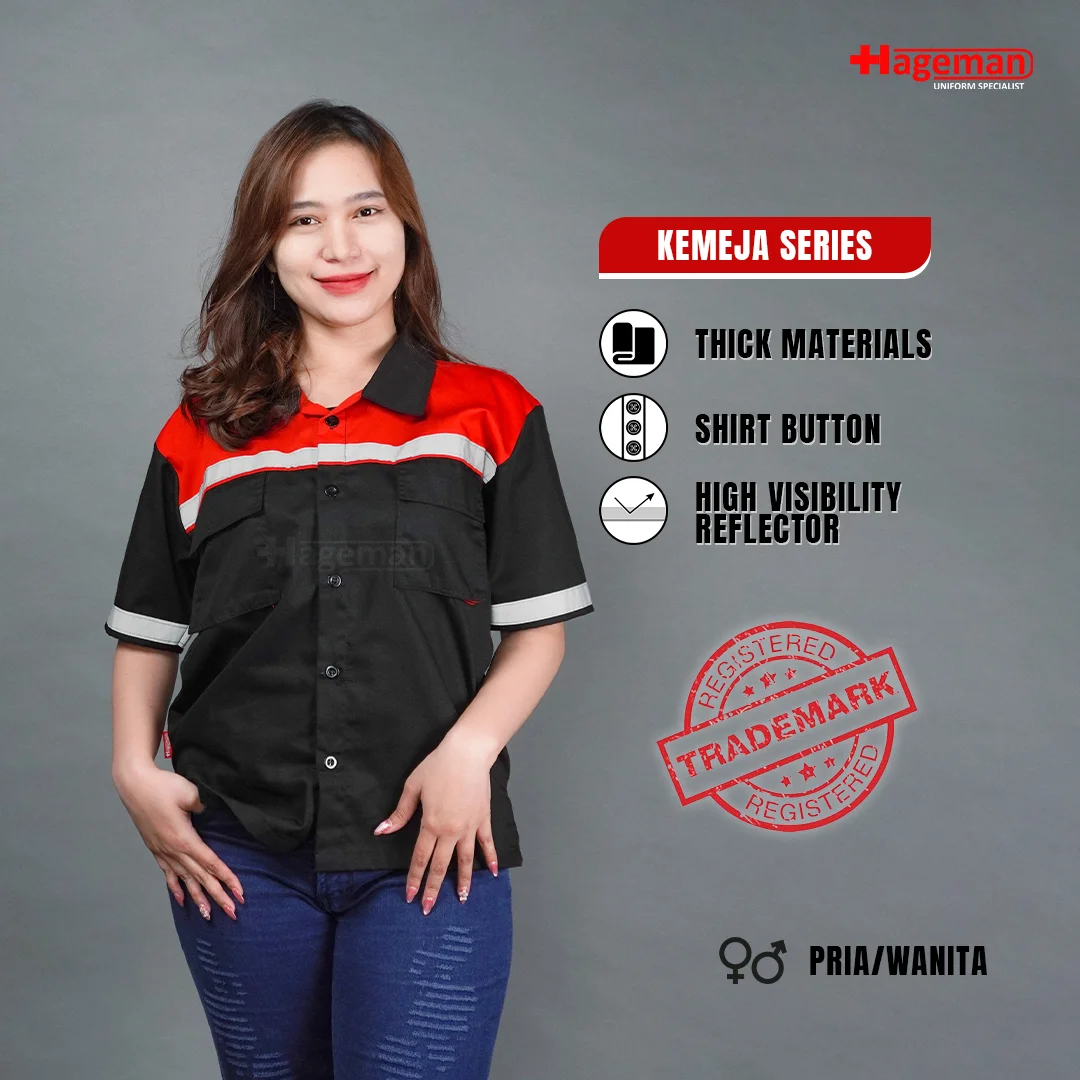 Kemeja Lengan Pendek HG Merah-Hitam
