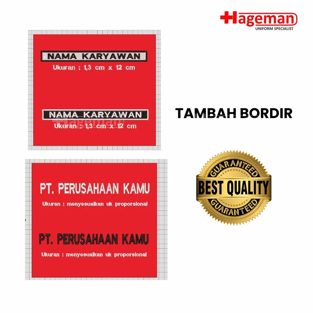 HG Tambah bordir Satuan (HARUS DENGAN PRODUK)